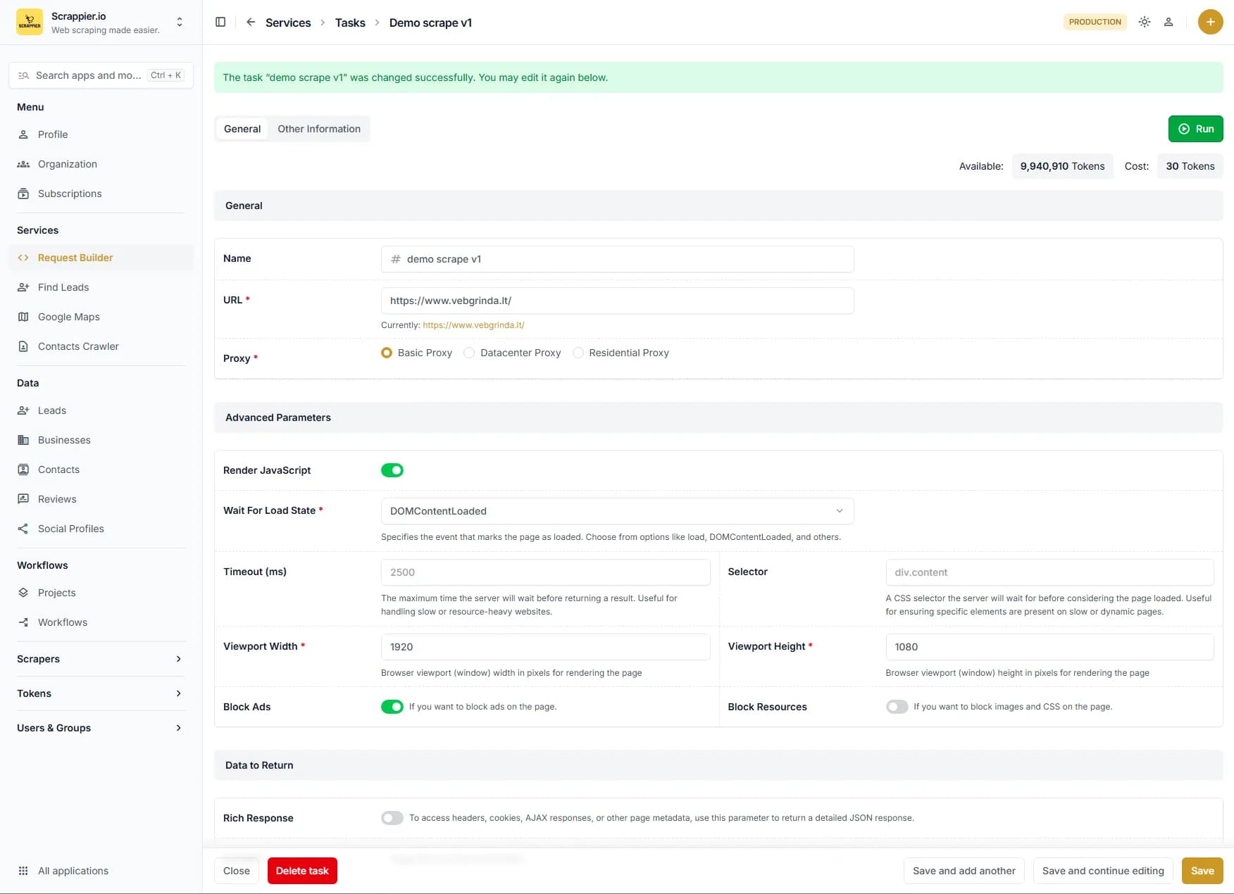 Scrappier — Duomenų gavyba ir automatizuotas kontaktų rinkimas
